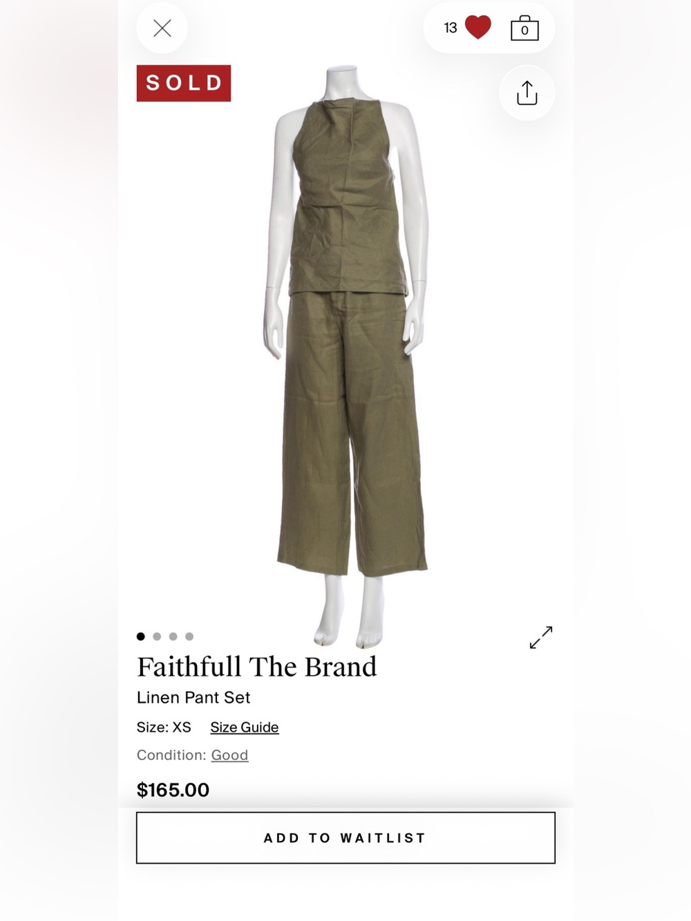 Faithfull the Brand Olive High-Rise Linen Wide-Leg Pants